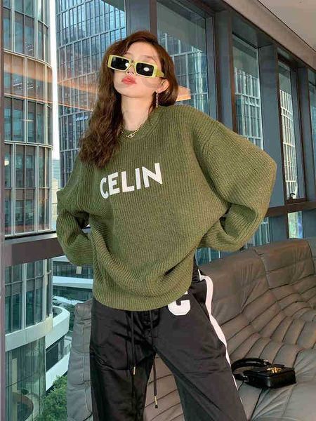 

women's sweaters designer new autumn lazy style round neck loose foreign coat versatile sweater women's fashion stjd, White;black