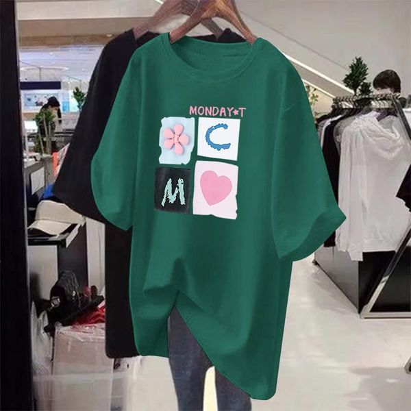 

women's t-shirt women chic printed t-shirt summer sweet casual loose tee female clothes short sleeve basic pullover pdlj023-3, White