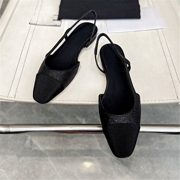 

fashion dress shoes women leather 2023 channel high heel metal buckle letter logo wedding party business casual flat shoes 07-011, Black