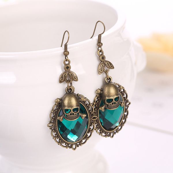 

designer earrings skull head earrings retro earrings, Golden;silver