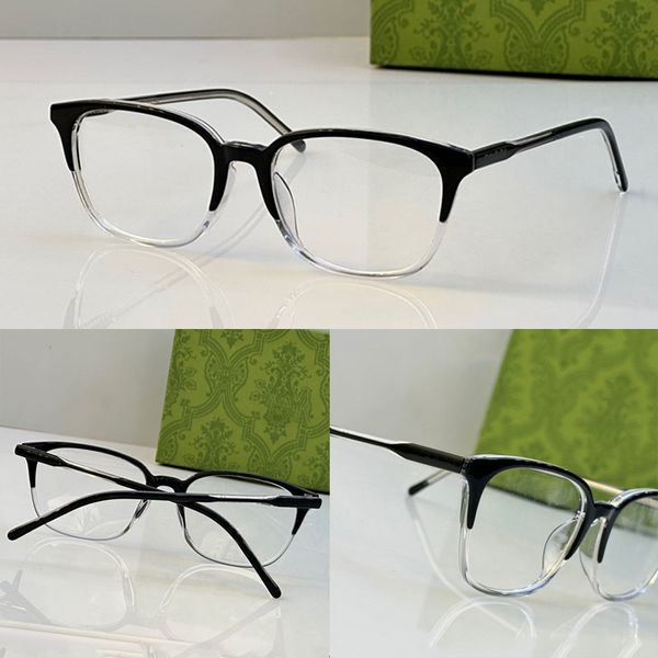 

Square acetate ultra light glasses with letter logo on temples slim lens legs fashionable mens and womens transparent blue light resistant eyeglasses GG1213OA