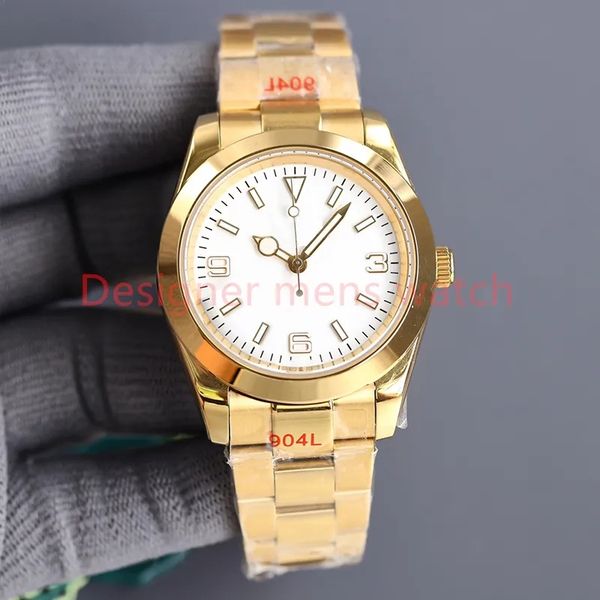 

classic men's watch 39mm dial gigafactory scratch proof blue crystal luxury automatic mechanical room gold high-quality watch, Slivery;golden