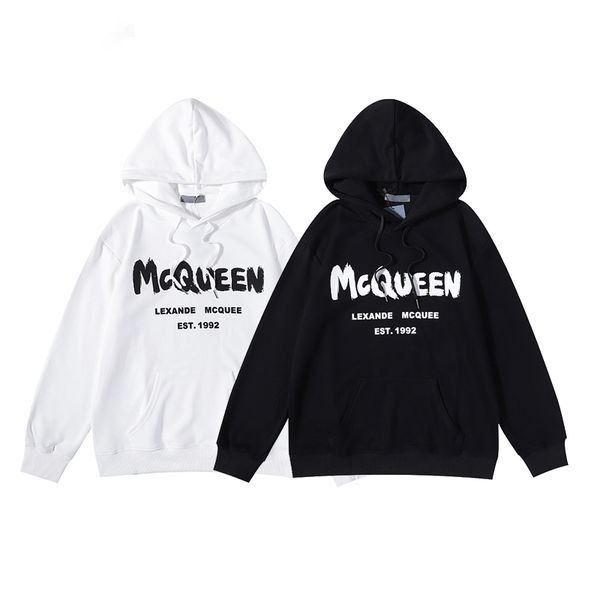 

mcqueen designer mens hoodies loose pullover hoody sweatshirts long sleeve hooded jumper quality womens clothing size m-3xl, Black