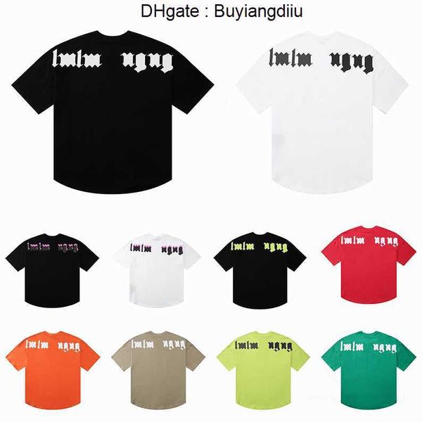

mens t shirts women designers palms t-shirts tees polos man s casual chest letter shirt luxurys clothing street shorts sleeve clothes tshir, White;black