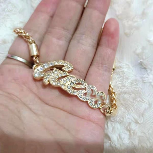 

charm bracelets design gold color metal letter g bracelets for women shinny cubic zircon crystal thick link chain bracelet fashion jewelry 2, Golden;silver