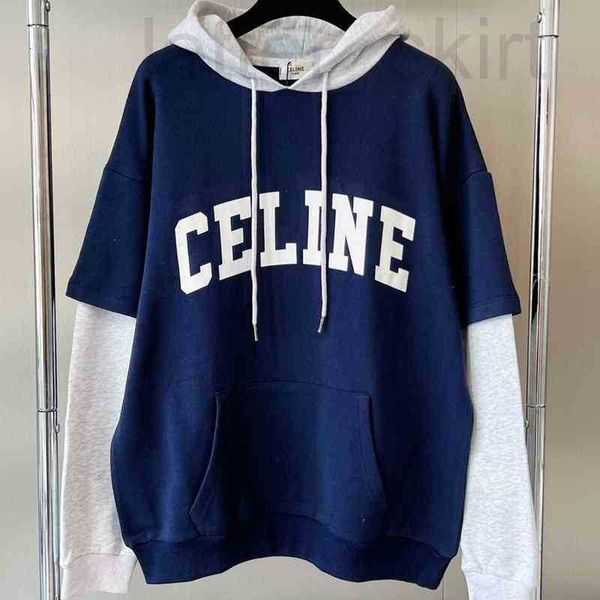 

men's hoodies & sweatshirts luxuriousdesigner fashion brand sweater and autumn new two-piece hoodie contrast color same loose male fema, Black