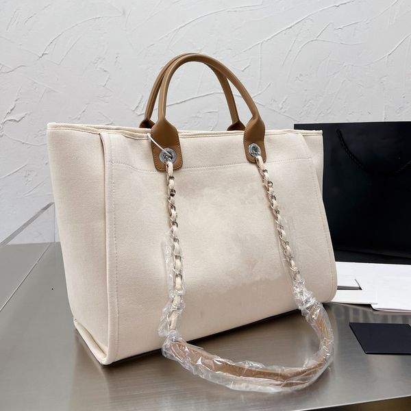 

pink tote shoulder bag channel handle designer bag cc canvas pearl large beach handbag totes with chain strap shopping wallet purses designe