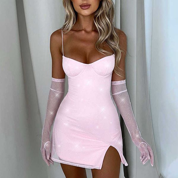 

2023 summer new silver mesh sling dress for women's fashion open back long sleeve short skirt, Black;gray