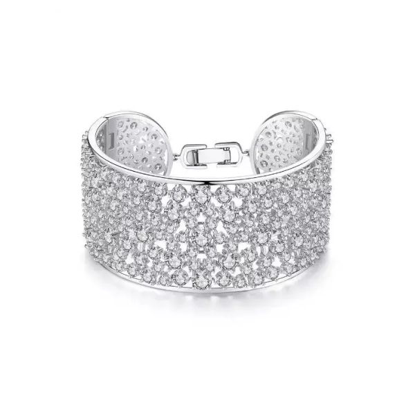 

wedding bracelets luxury lady big bracelet diamond white gold filled engagement wedding bracelet for women bridal jewelry, Golden;silver