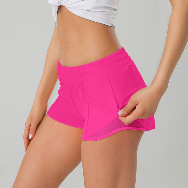 

lululike women y 2.5" sports shorts female solid color pocket fitness shorts, White;black