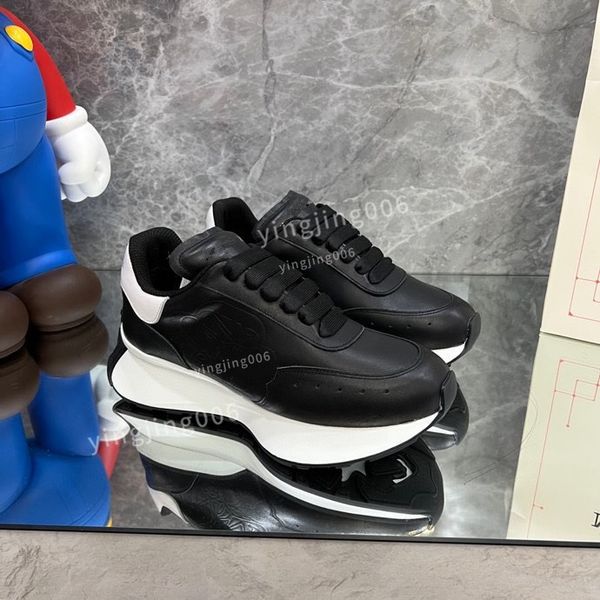 

2023new womens designer quality sneakers white blak shoes brand low sneaker leather rubber sole causal shoes, Black