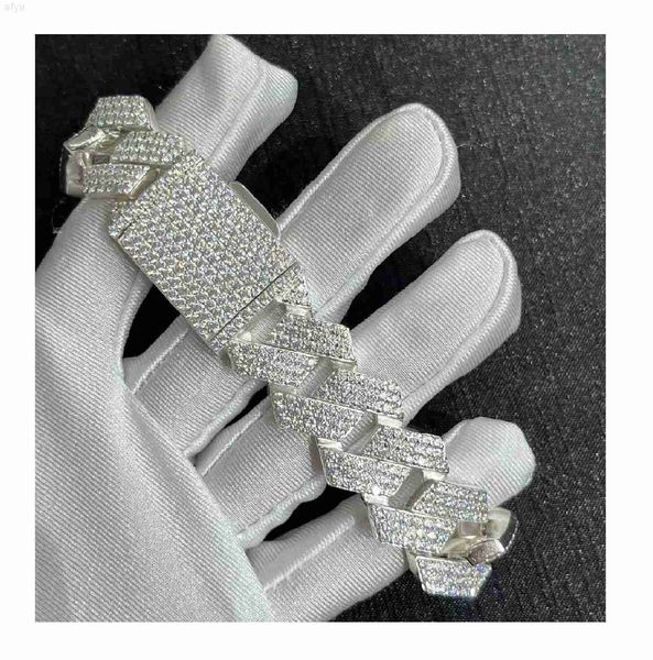 

20 mm 925 sterling silver moissanite cuban chain bracelet link