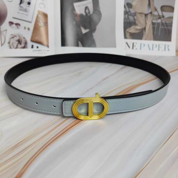 

womans designer belt 2.3cm width fashion style gold buckle woman thin belts for designer size 95-115 smooth buckle multi colour cowhide blue, Black;brown