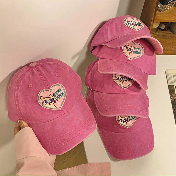 

s pink lovely girls baseball female fashion adjustable snapback women hats soft peaked cap cute cat hat trendy face small p230424, Yellow