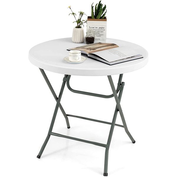 

lightweight 32 round folding table, white