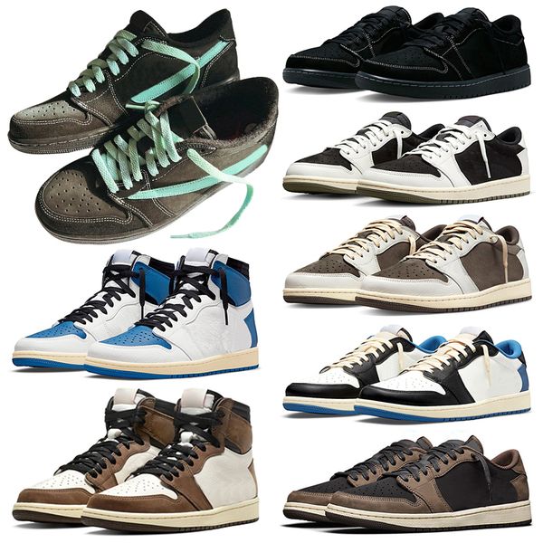 

jumpman 1 basketball shoes 1s men women olive reverse mocha dark obsidian military blue mens outdoor trainers sports sneakers size 36-47, Black