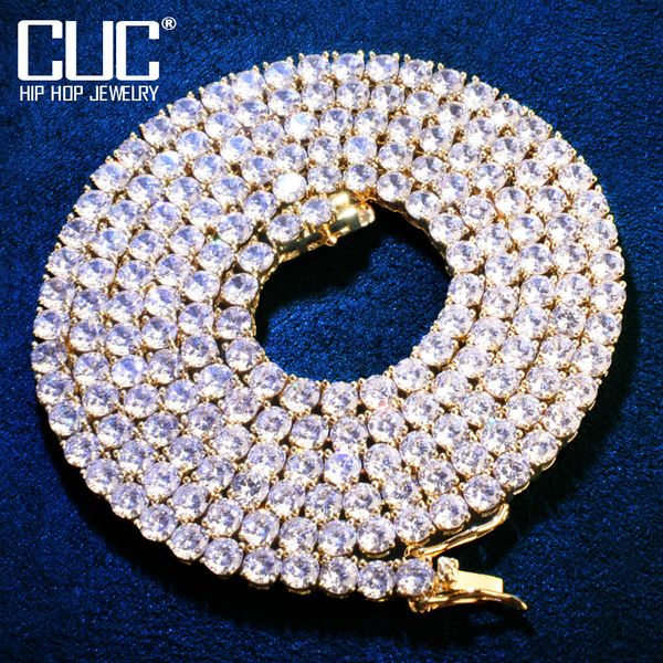 

strands strings gold color tennis chain 4mm 5mm 6mm one row zircon necklace link for men women hip hop jewelry 230424, Black