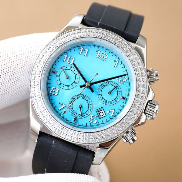 

watch mens watches diamond bezal automatic mechanical movement wristwatch sapphire wristwatches fashion watch stainless steel rubber leather, Slivery;brown