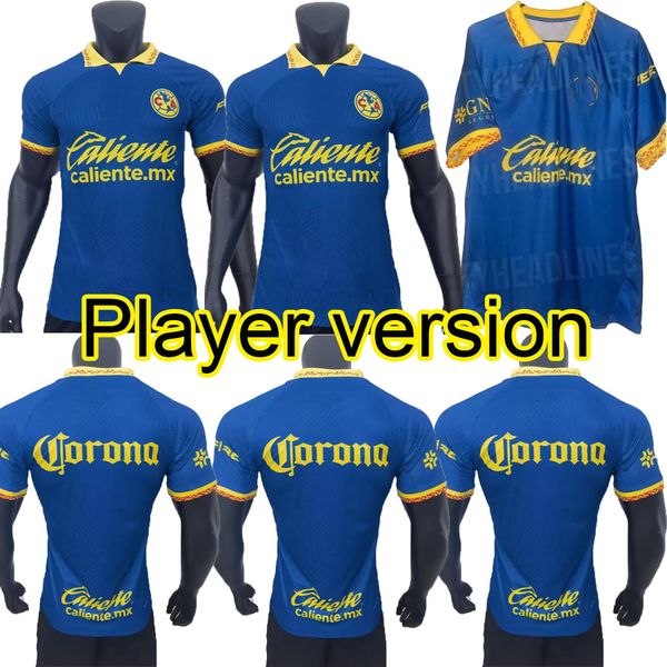 

player version 2024 liga mx club america soccer jerseys f.vinas giovani home away 23 24 mexico america football men shirt, Black;yellow