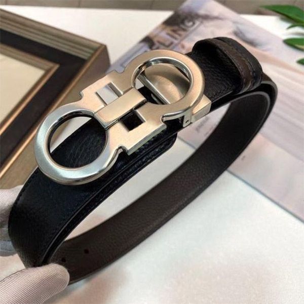

Popularity 5A Quality Fashion 1 1 Designer Belt Gold Buckle Black Men Luxury Business Genuine Leather Belts With Box Classic Copys Branded Accessories, Silver