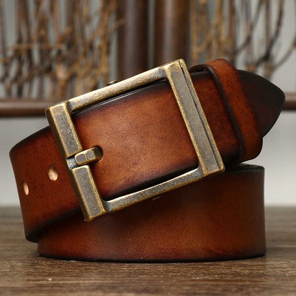 

belts ikat pinggang kulit asli tebal 3.8cm untuk pria kualitas tinggi pria klasik tali kulit sapi gesper tembaga ikat pinggang desainer fash, Black;brown