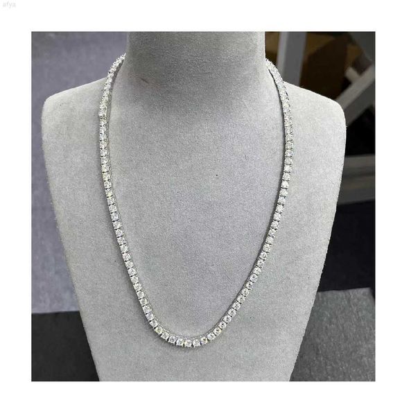 

vvs moissanite diamond tennis chain 4mm 18 inches necklace silver plated