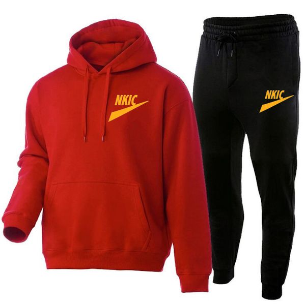 

men's fashion tracksuit hoodie sport pants set pullover sweatershirt and jogging trouser suit casual outwear clothing, Gray