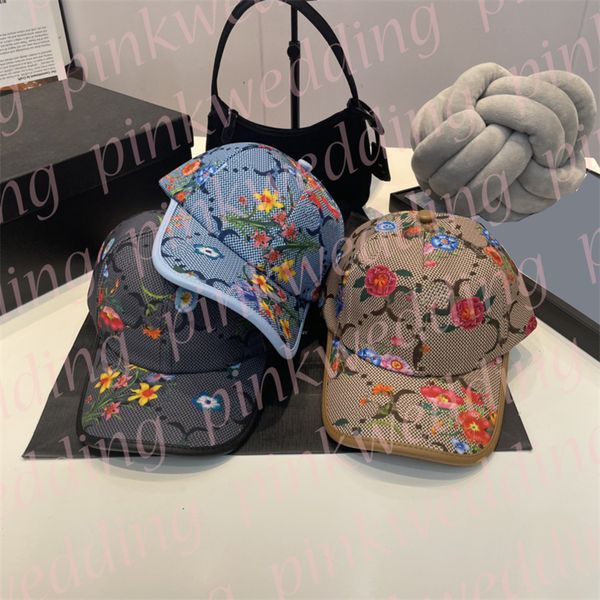 

flower print baseball cap classic designer letter snapback hat women men summer sun visor caps, Blue;gray
