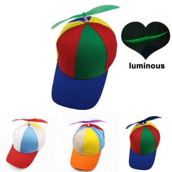

caps hats summer funny pinwheel snapback cap for child multicolor propeller baseball hat outdoor props detachable p230424, Yellow