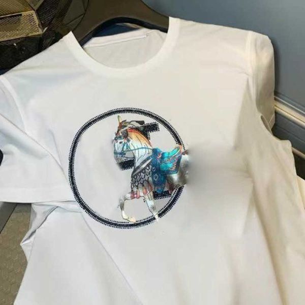 

luxury mens t shirt designer t shirts men women round neck tee short sleeved tshirt pullover 100% cotton sweatshirt ironing diamond pattern, White;black