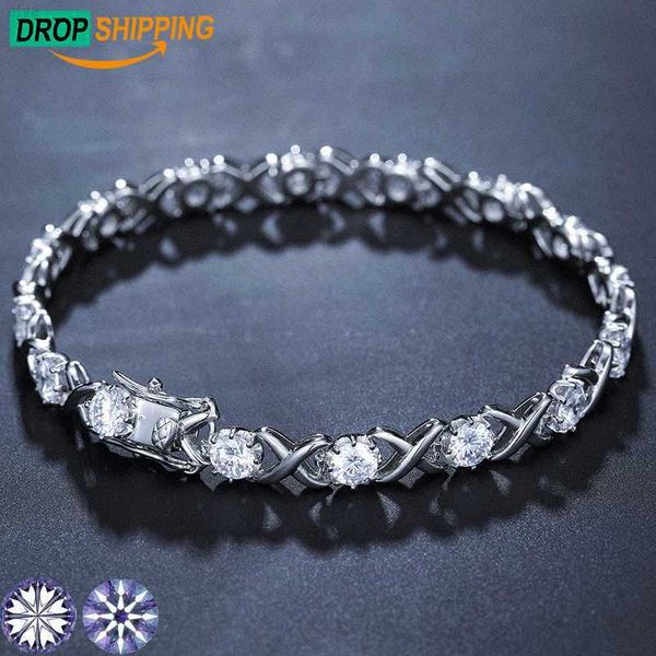 

dropshipping fine accessories 5mm 925 sterling silver vvs moissanite diamond tennis bracelet for girls femme