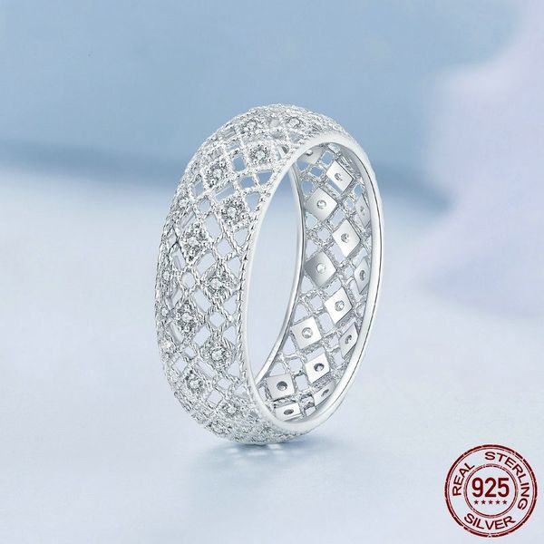 

wedding rings 925 sterling silver original design hollow pattern wide finger ring pave setting cz for women exquisite jewelry bsr333