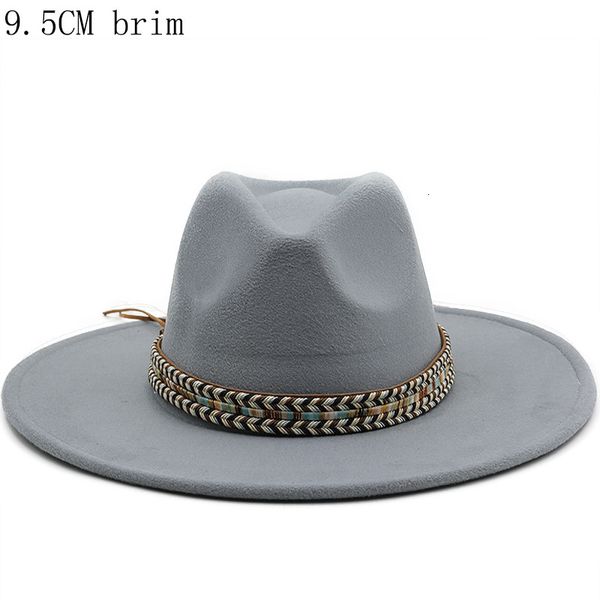 

wide brim hats bucket hats autumn winter men's fedoras women's felt hat ladies sombrero jazz male bowler hat outdoor vintage hats, Blue;gray