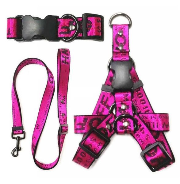 

accessories letter pattern dog collars leashes set designer harness leash safety belt for small medium large s cat golden french bulldog coo, Silver