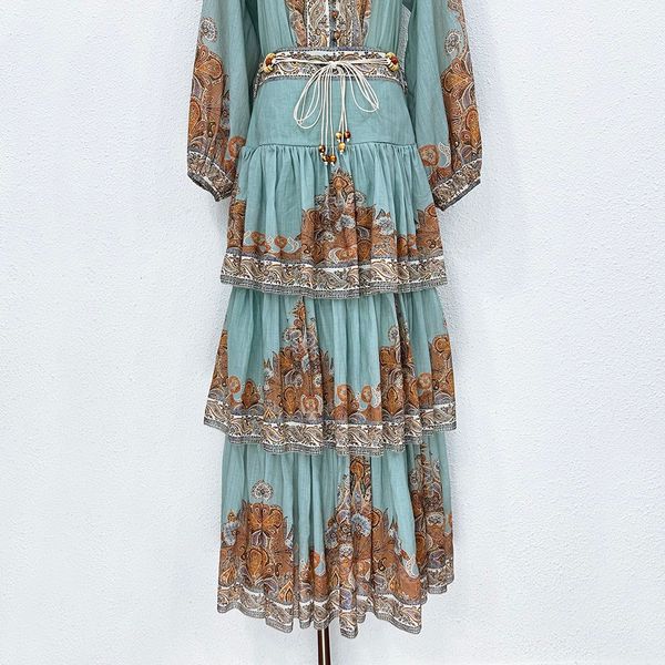 

skirts 2023 new australian trendy brand mint green paisley patterned layered cake skirt with a skirt hem 01, Black