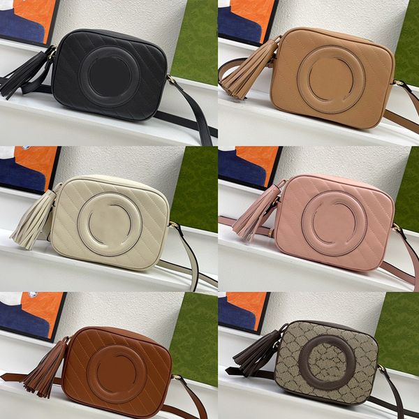 

fashion designer bag womens classic round one shoulder bag 742360 solid color leather bag retro tassel crossbody bag