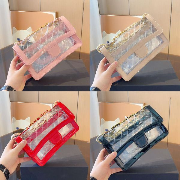 

designers classic cf flap transparent jelly shoulder bags france brand quilted matelasse 5a quality pvc women crossbody bag designer gold ha