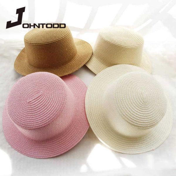 

caps s simple summer parent-child beach women's casual panama brand ladies flat brim bow straw girls sun hat p230424, Yellow