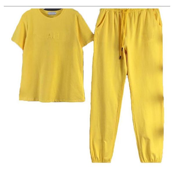 

womens two piece set t shirt trousers tracksuits short set sport swear luxurys sportswear short sleeved spring short sleeve elastic waist ca, Gray