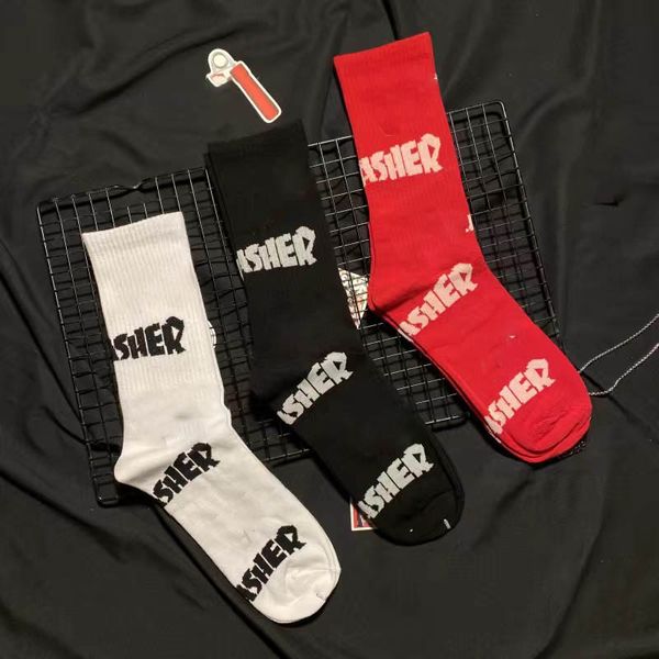 

Fashion Harajuku Street Hip Hop Socks Unisex Funny Men Socks Happy Skateboard Flame Women Socks Mid-calf Length Sock for 35-45 without Box, Black white