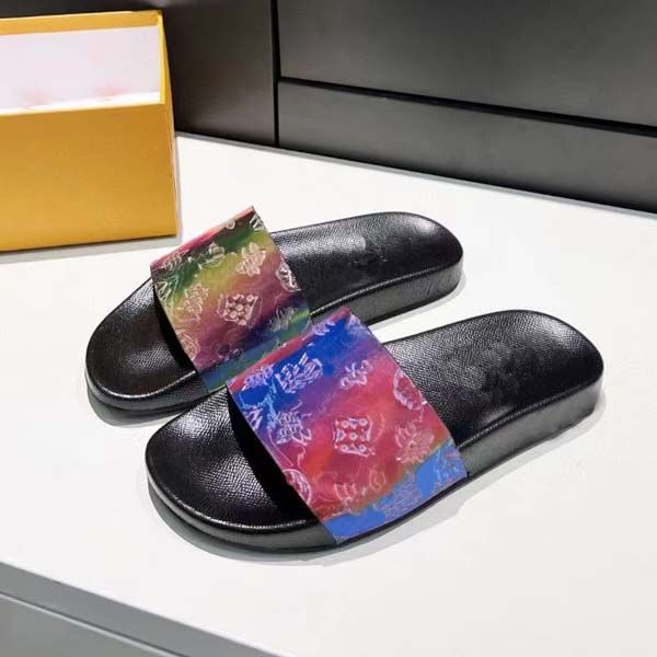 

designer womens presbyopia sandals mens outdoor beach printing fashion slippers size 35-46 with box, Black