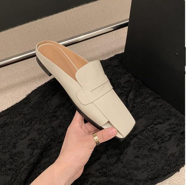 

fashion square cover toe slippers women fashion 2023 summer silver white cut out muller shoes lady slides, Black