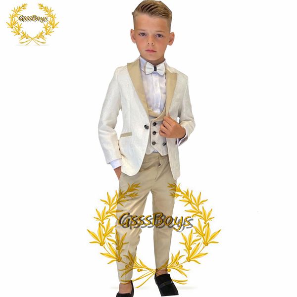 

suits boys suit 3 piece wedding tuxedo party jacket pants vest child blazer set pointed lapel formal custom kids suits 230424, Black