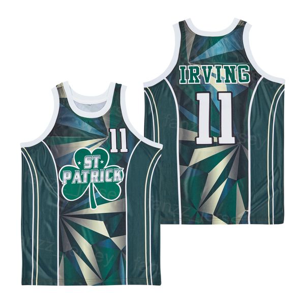 

basketball st patrick high school jersey kyrie irving 11 clover alternate moive pullover hiphop university for sport fans team breathable pu, Black