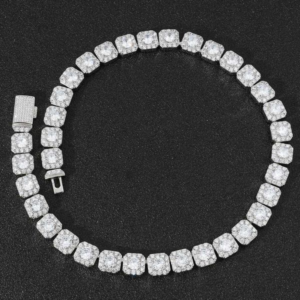 

hip hop 13mm vvs moissanite diamond tennis chain 925 sterling silver necklace