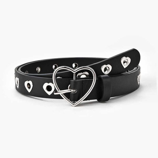 

belts sabuk wanita sabuk punk kulit fashion dengan lubang hati dapat disesuaikan sabuk gesper desainer mewah untuk gaun jeans keren w0424, Black;brown