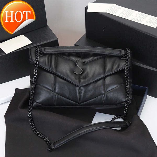 

shoulder bags soft sheepskin women loulou puffer genuine leather handbag crossbody classic envelope bag chain cross designer handbags 22hs