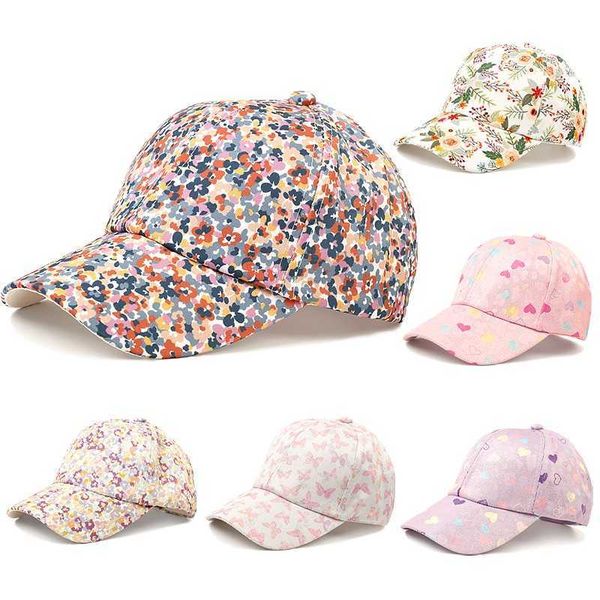 

kids flower prints children snapback caps baseball cap with spring summer hip hop boy girl baby hats for 4-10 years old p230424, Yellow