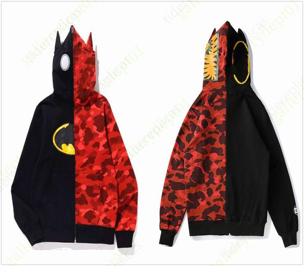

mens hoodie designer hoodies reflective women sweatshirts sweaters hoody oversized color camo shark wide full zip double cap embroidery hood, Black