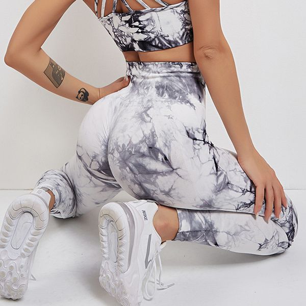 

women's leggings tie dye legs seamless women's fitness legs push up boots elevated pants gym running legs 230424, Black